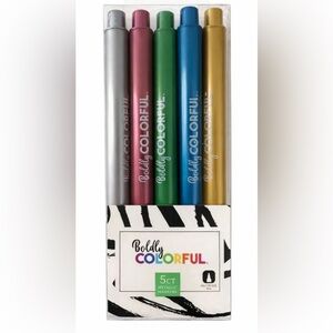 Boldly Colorful 5 Count Metallic Markers Set Fine Tip Craft Art Pens New in Box